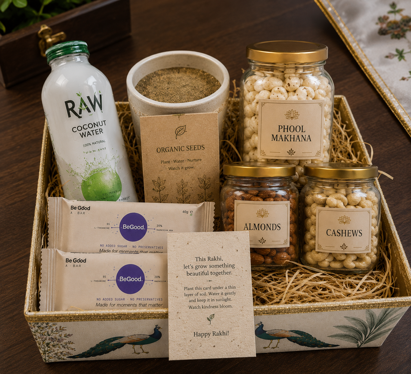 BeGood Rakhi Hamper - open basket view